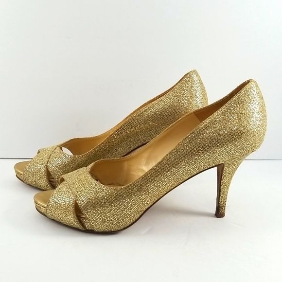 Kate Spade New York Gold Billie Peep Toe Size 9.  S586 - Picture 3 of 8